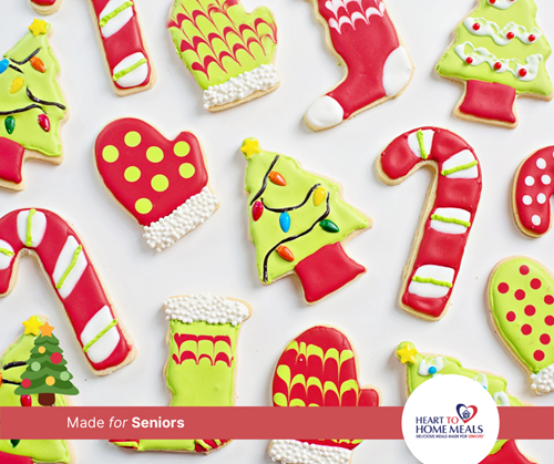 Christmas cookies of candy canes, Christmas trees and winter mittens