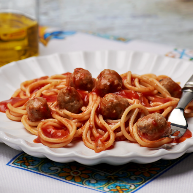 Image of the Mini Spaghetti and Meatballs meal