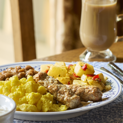 Image of Scrambled Eggs and Sausages