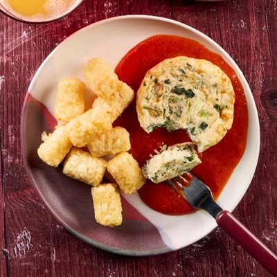 Image of Frittata with Roasted Red Pepper Sauce