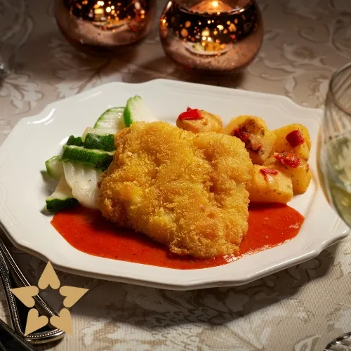 Crispy Chicken with Roasted Pepper-Tomato Sauce