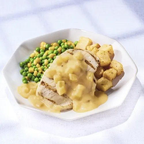 Grilled Chicken with Apple Cheddar Sauce
